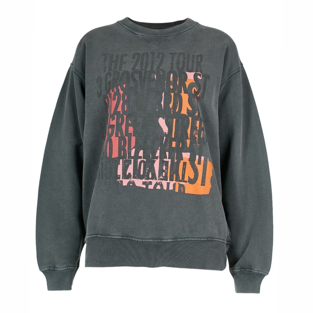 Anine Bing Gray Graphic Crew Neck Sweater